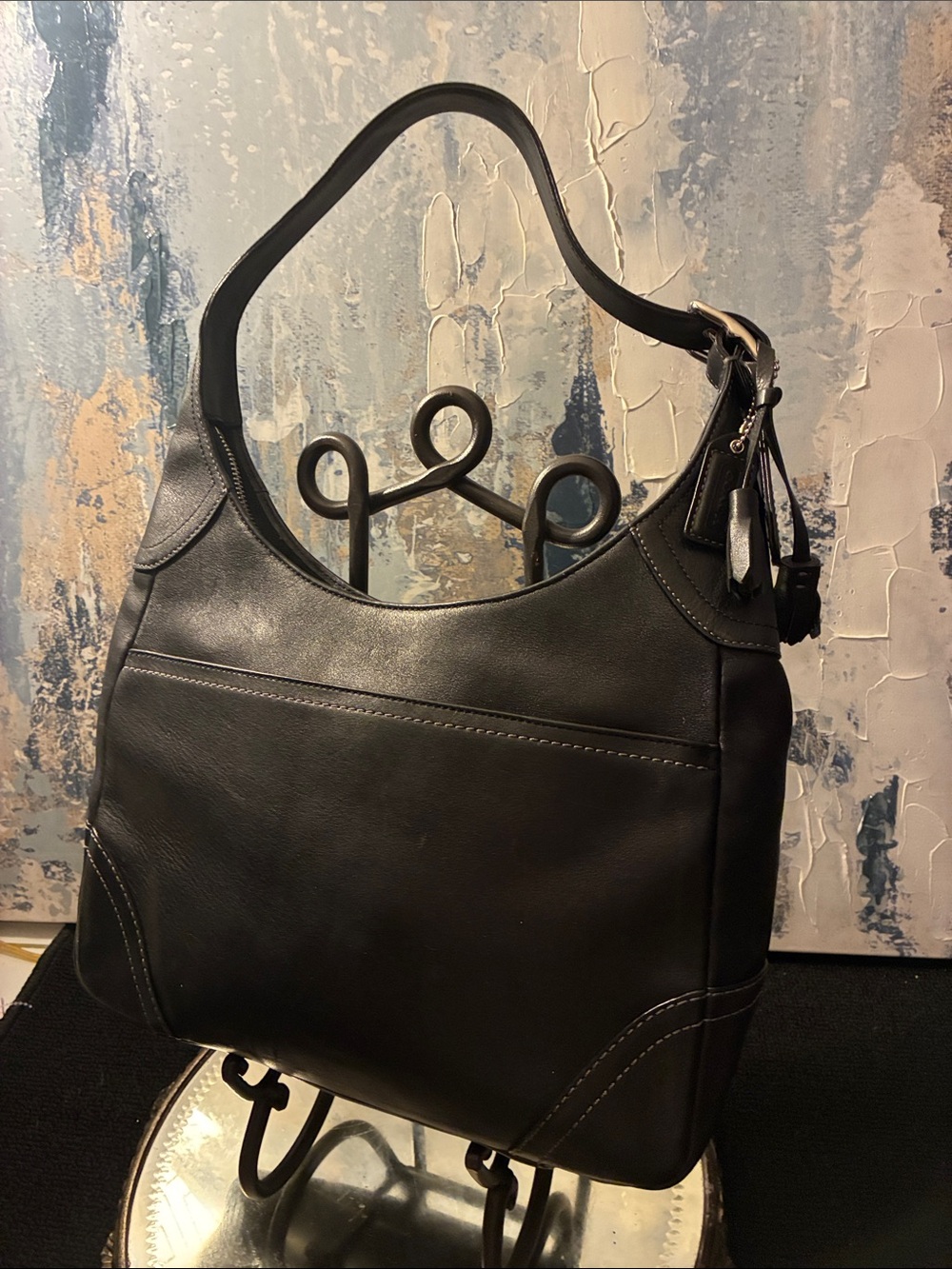 EUC ! Y2K Coach Hampton HOBO Classic Black Leather Shoulder Bag 2006 - Picture 2 of 16
